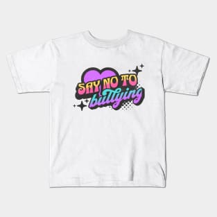 Say No to Bullying Neon Vaporwave Heart Kids T-Shirt
